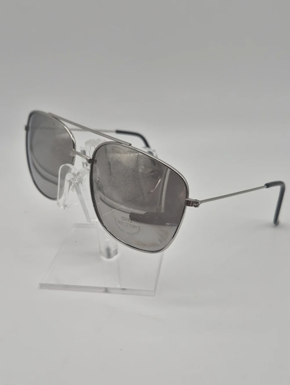 Men's Silver Double Bridged Aviator Sunglasses